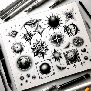 essential-lines – tattoo design ideas free ai generated – celestial – for-upper-shoulder – Gallery: minimalistic-inkby-ai
