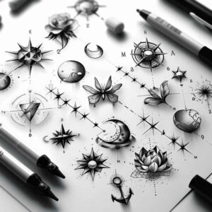 little-tattoo – tattoo design ideas free ai generated – radiating-symmetry – for-full-back – Gallery: minimalistic-inkby-ai