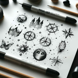 micro-art – tattoo design ideas free ai generated – circle-of-unity – for-upper-chest – Gallery: minimalistic-inkby-ai