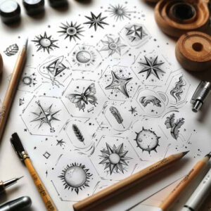 no-shading – tattoo design ideas free ai generated – spokes – for-side-torso – Gallery: minimalistic-inkby-ai