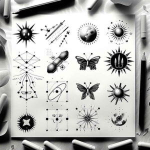 pristine – tattoo design ideas free ai generated – circle-segments – for-side – Gallery: minimalistic-inkby-ai
