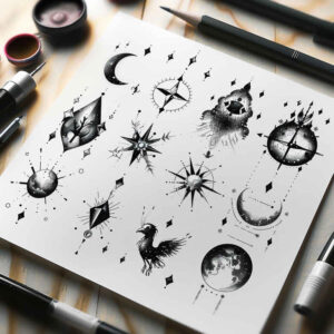 punctual – tattoo design ideas free ai generated – engraved-motif – for-lower-chest – Gallery: minimalistic-inkby-ai