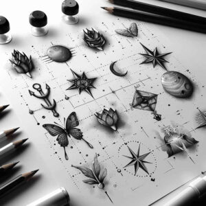 pure-outline – tattoo design ideas free ai generated – continuous-pattern – for-palm – Gallery: minimalistic-inkby-ai
