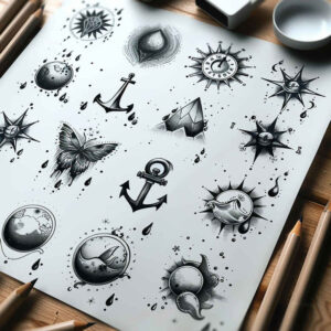 single-line – tattoo design ideas free ai generated – fractal – for-elbow – Gallery: minimalistic-inkby-ai