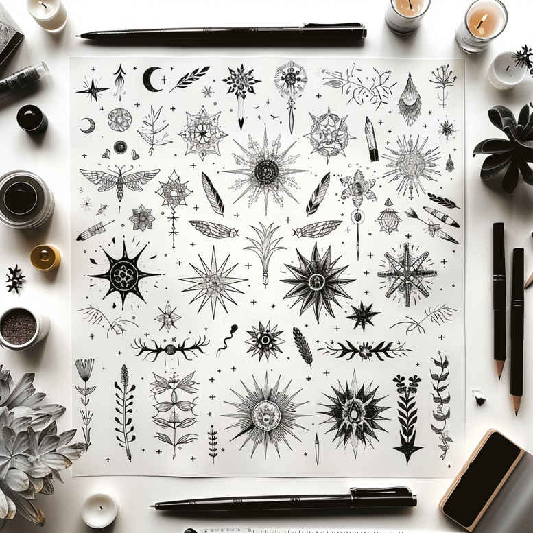 sparse – tattoo design ideas free ai generated – patterned – for-wrist – Gallery: minimalistic-inkby-ai
