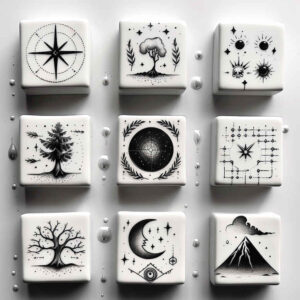 minimalistic tattoo design ideas miniature celestial for lower chest