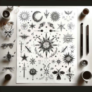 minimalistic tattoo design ideas few strokes cosmic order for back