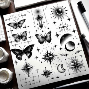 minimalistic tattoo design ideas dotwork ornamental web for temple
