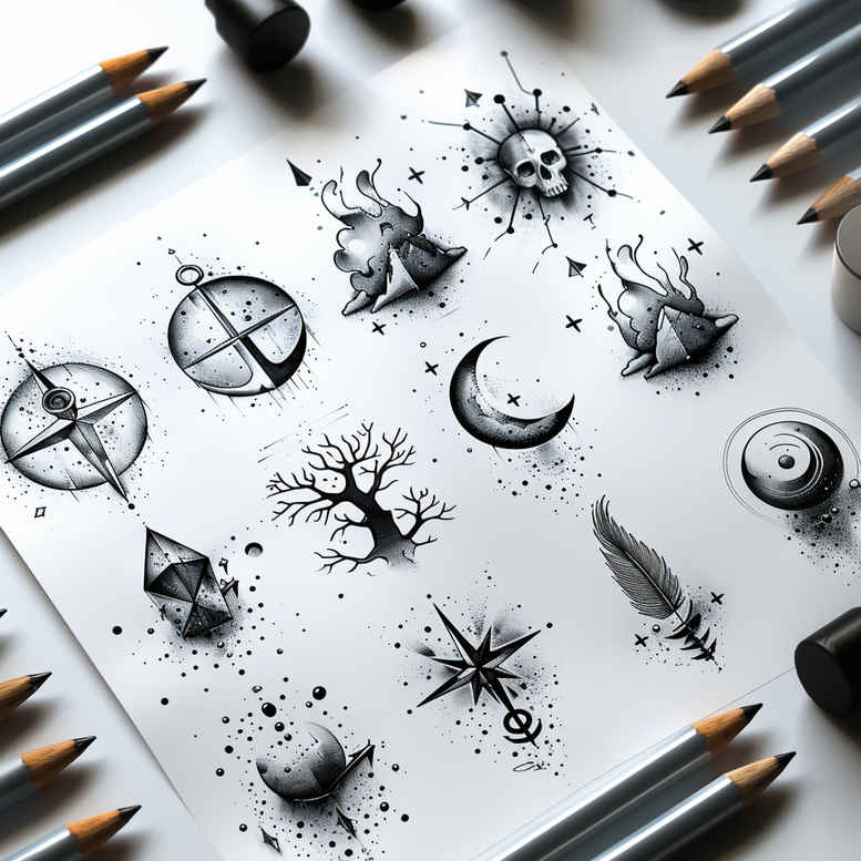 tiny-motif – tattoo design ideas free ai generated – celestial – for-biceps – Gallery: minimalistic-inkby-ai