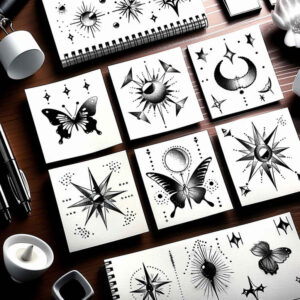 tiny-motif – tattoo design ideas free ai generated – detailed-lines – for-lower-arm – Gallery: minimalistic-inkby-ai
