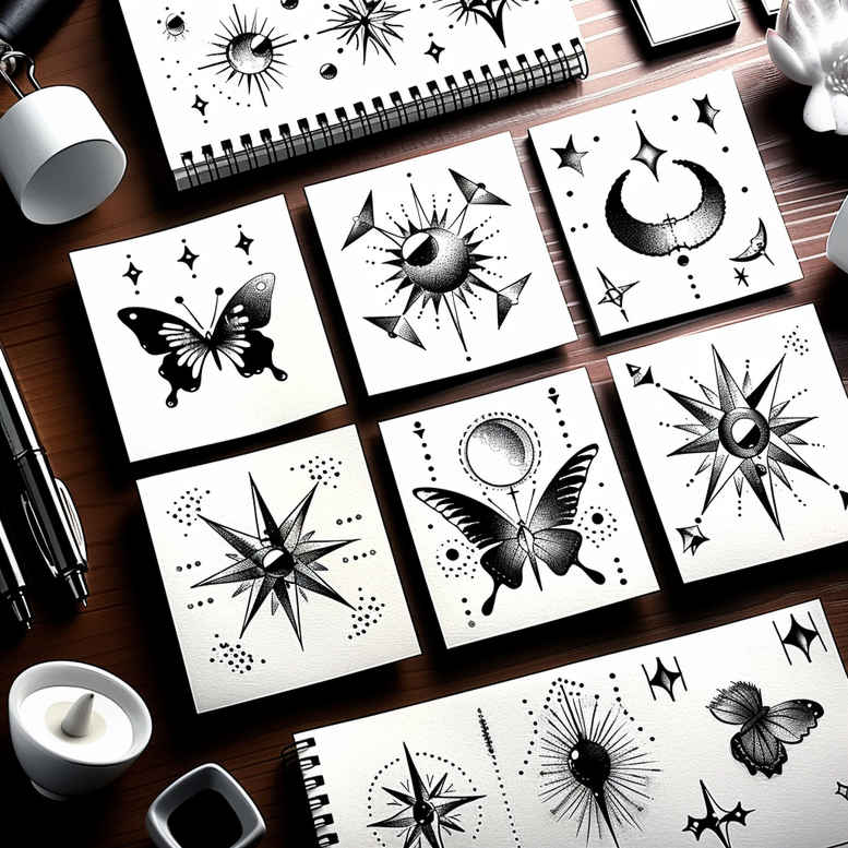 tiny-motif – tattoo design ideas free ai generated – detailed-lines – for-lower-arm – Gallery: minimalistic-inkby-ai