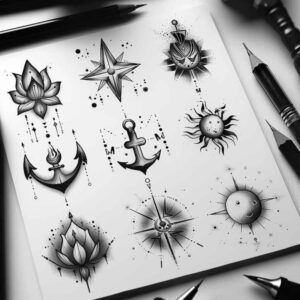 tiny-motif – tattoo design ideas free ai generated – infinite-pattern – for-palm – Gallery: minimalistic-inkby-ai