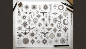 tiny-motif – tattoo design ideas free ai generated – radiating-lines – for-elbow – Gallery: minimalistic-inkby-ai