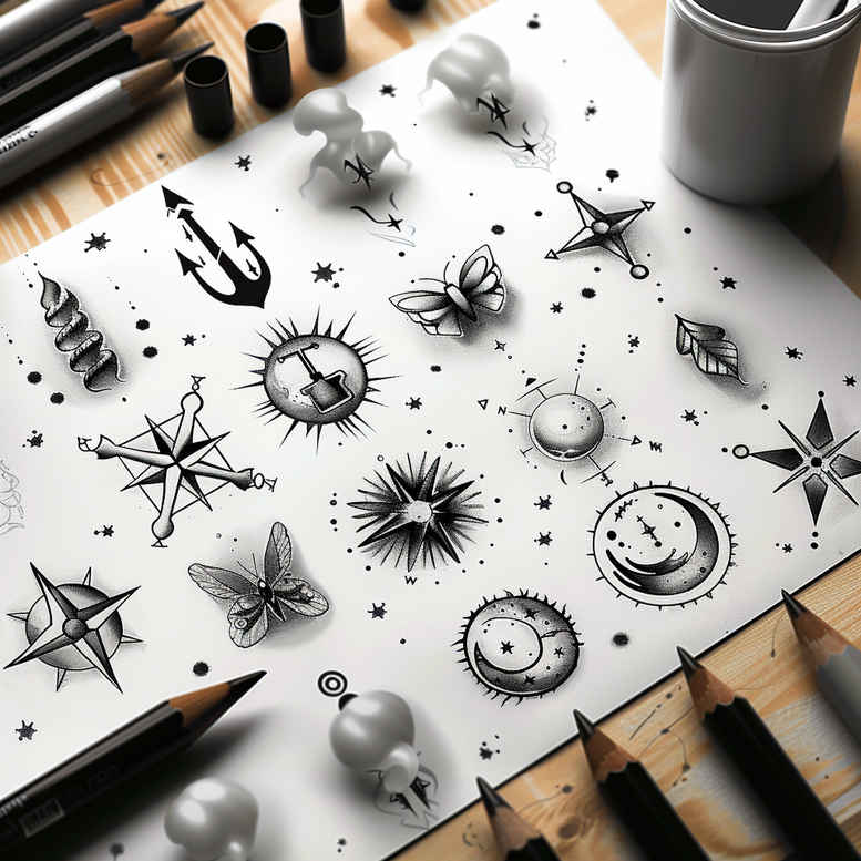 tiny-tattoo – tattoo design ideas free ai generated – universe – for-upper-arm – Gallery: minimalistic-inkby-ai