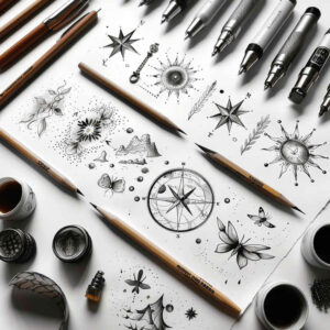 unadorned – tattoo design ideas free ai generated – delicate-outline – for-scapula – Gallery: minimalistic-inkby-ai