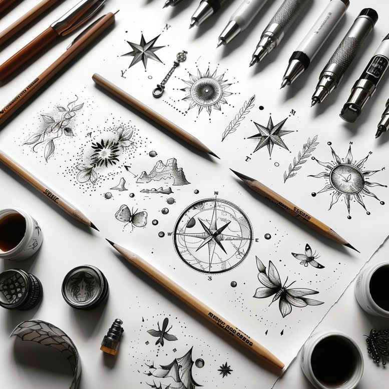unadorned – tattoo design ideas free ai generated – delicate-outline – for-scapula – Gallery: minimalistic-inkby-ai