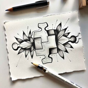 whisper-line – tattoo design ideas free ai generated – puzzle-pattern – for-abdomen – Gallery: minimalistic-inkby-ai