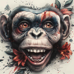 monkey-organic-tattoo-neotraditional-classic-motifs-for-heel – tattoo design ideas free ai generated – Gallery: monkeys-inkby-ai