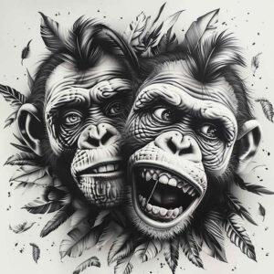 mystical-monkey-tattoo-surrealism-melted-shapes-for-side-torso – tattoo design ideas free ai generated – Gallery: monkeys-inkby-ai