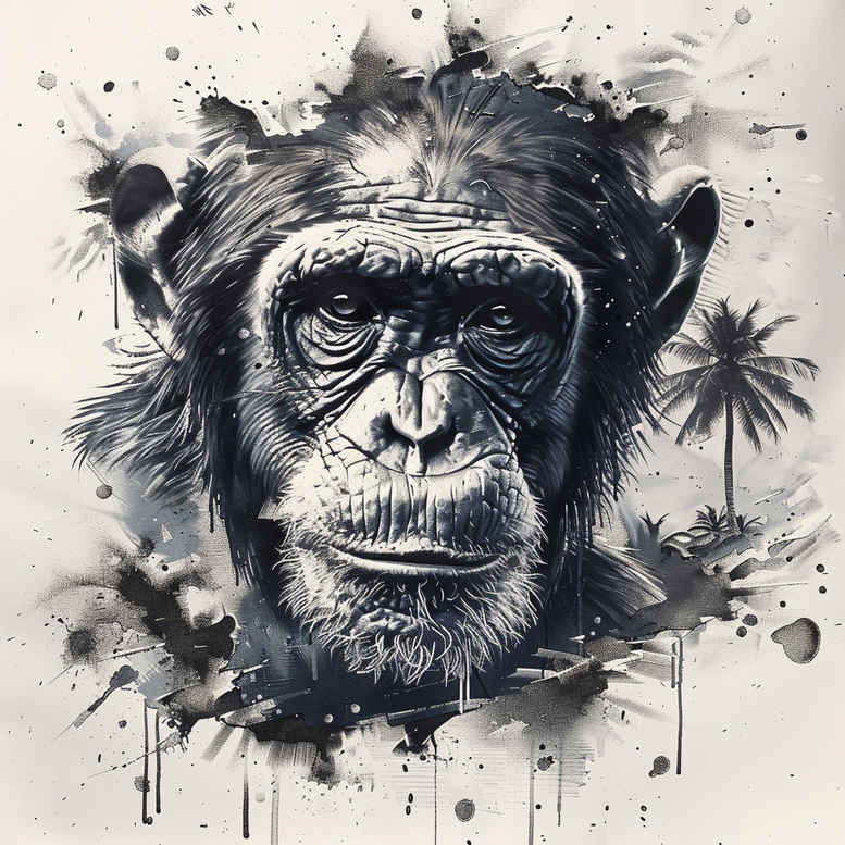 monkey-dot-tattoo-neotraditional-vivid-detail-for-forearm – tattoo design ideas free ai generated – Gallery: monkeys-inkby-ai