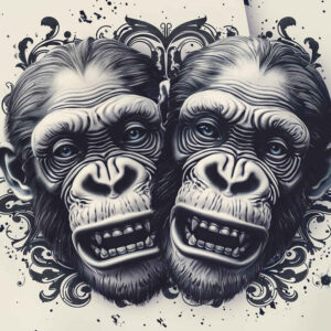 monkey-with-feathers-tattoo-realism-high-definition-for-nape – tattoo design ideas free ai generated – Gallery: monkeys-inkby-ai