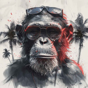 monkey-expressive-tattoo-surrealism-unreal-for-behind-ear – tattoo design ideas free ai generated – Gallery: monkeys-inkby-ai