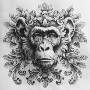 monkey-energy-tattoo-realism-natural-blush-for-ribs – tattoo design ideas free ai generated – Gallery: monkeys-inkby-ai