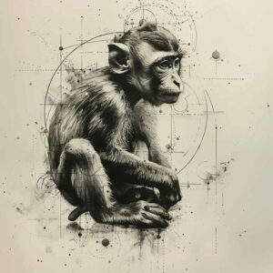 monkey-minimalist-tattoo-surrealism-ethereal-glow-for-calf – tattoo design ideas free ai generated – Gallery: monkeys-inkby-ai