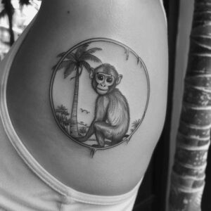 monkey-contour-tattoo-realism-shadow-realism-for-foot – tattoo design ideas free ai generated – Gallery: monkeys-inkby-ai