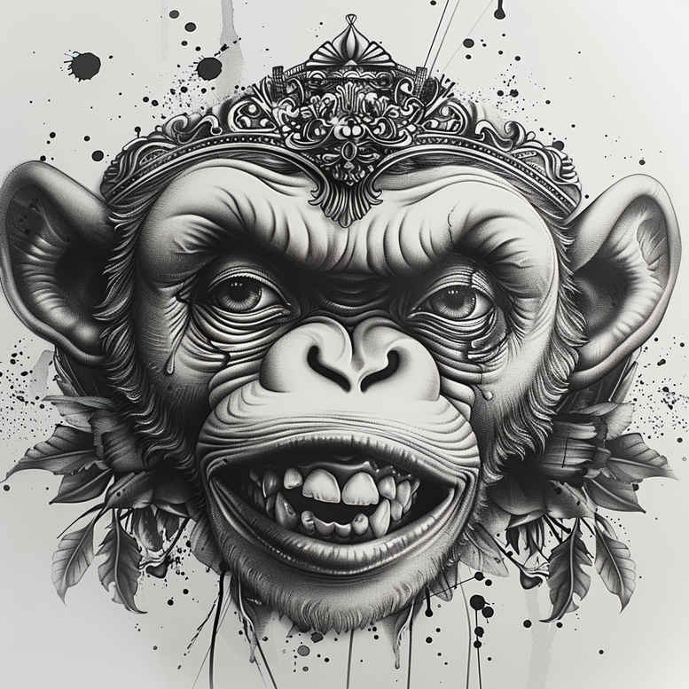monkey-spirit-tattoo-surrealism-hyperreal-for-ribs – tattoo design ideas free ai generated – Gallery: monkeys-inkby-ai