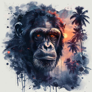 monkey-expressive-tattoo-surrealism-floating-elements-for-sternum – tattoo design ideas free ai generated – Gallery: monkeys-inkby-ai