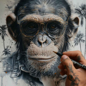 monkey-tattoo-surrealism-metaphysical-for-biceps – tattoo design ideas free ai generated – Gallery: monkeys-inkby-ai