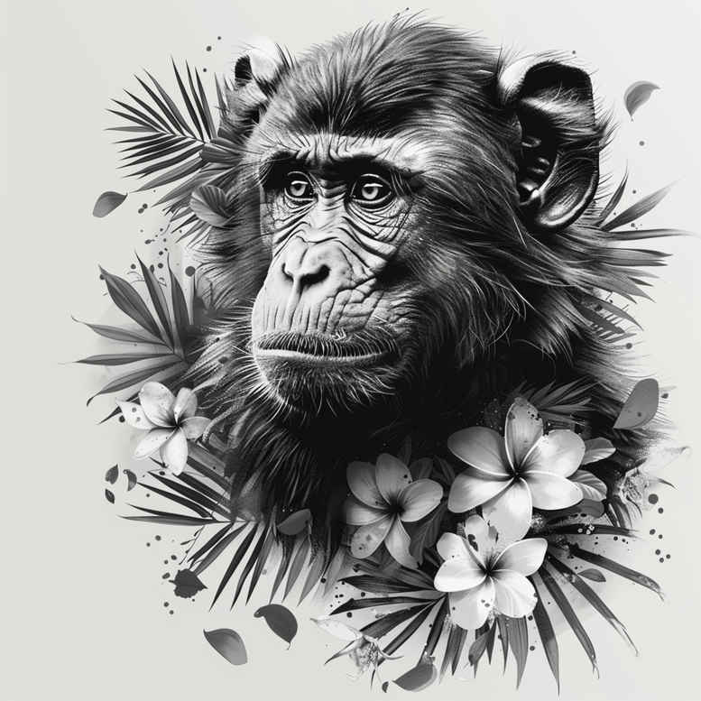 monkeys tattoo design ideas Surrealism distorted reality sharp contours strength and power