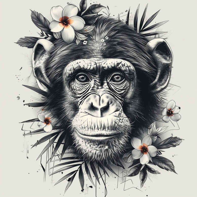 monkeys tattoo design ideas artistic contrast soft fur symbol of endurance