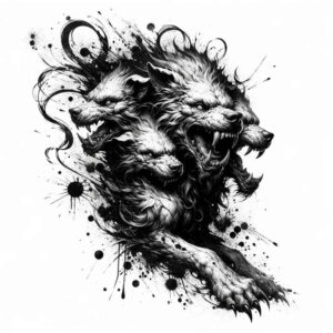 fearsome-monster – tattoo design ideas free ai generated – decaying – for-knee – Gallery: monsters-greece-inkby-ai