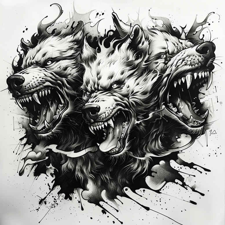 monster-from-mythology – tattoo design ideas free ai generated – shadowy – for-thigh – Gallery: monsters-greece-inkby-ai