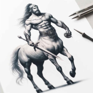 monster-in-motion – tattoo design ideas free ai generated – spectral – for-behind-ear – Gallery: monsters-greece-inkby-ai