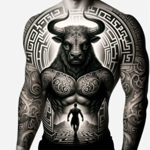monster-with-eyes – tattoo design ideas free ai generated – demonic – for-back-of-neck – Gallery: monsters-greece-inkby-ai