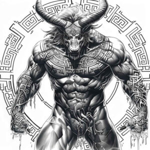 monster-with-eyes – tattoo design ideas free ai generated – gagged – for-shoulder – Gallery: monsters-greece-inkby-ai