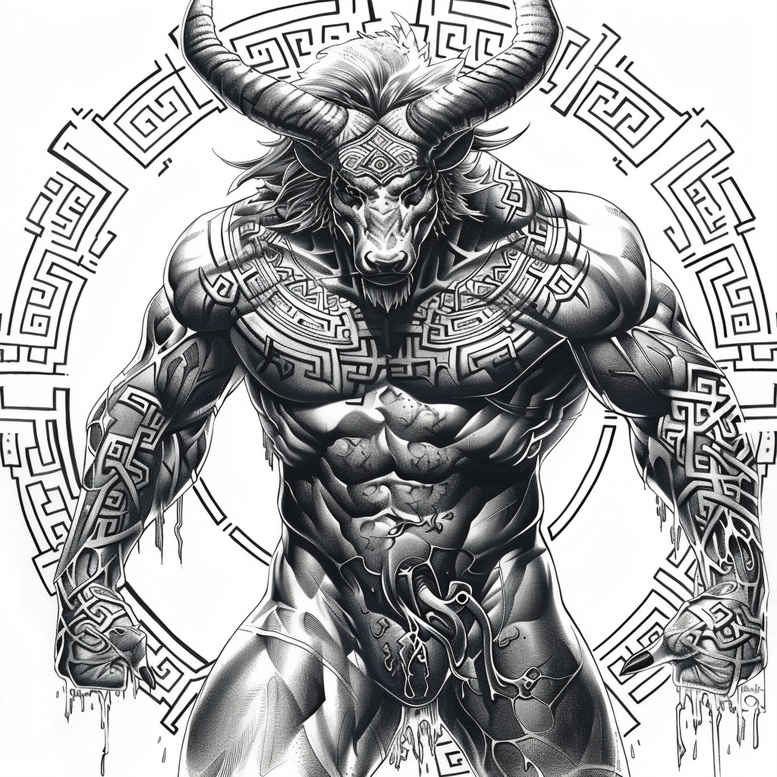 monster-with-eyes – tattoo design ideas free ai generated – gagged – for-shoulder – Gallery: monsters-greece-inkby-ai