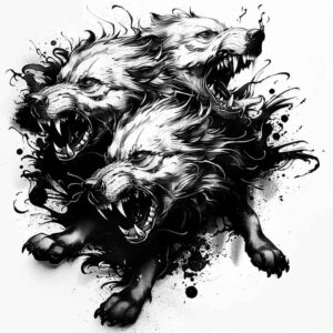 monster-with-flames – tattoo design ideas free ai generated – evil-spirit – for-scapula – Gallery: monsters-greece-inkby-ai