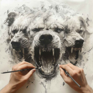 monster-with-lion-head – tattoo design ideas free ai generated – frightening – for-back-shoulder – Gallery: monsters-greece-inkby-ai
