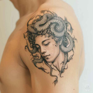 monster-with-symbolism – tattoo design ideas free ai generated – murky – for-upper-chest – Gallery: monsters-greece-inkby-ai
