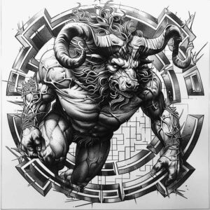 monster-with-tail – tattoo design ideas free ai generated – melting – for-spine – Gallery: monsters-greece-inkby-ai
