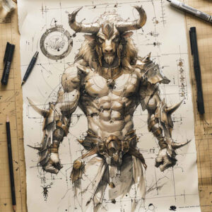 monster-with-weapon – tattoo design ideas free ai generated – phantom – for-upper-chest – Gallery: monsters-greece-inkby-ai