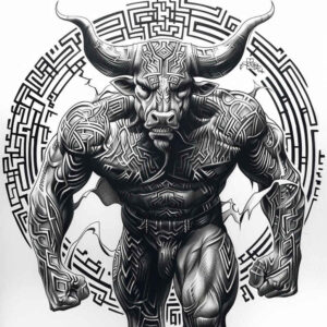 mystical-monster – tattoo design ideas free ai generated – night-terror – for-sternum – Gallery: monsters-greece-inkby-ai