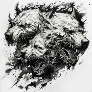 monsters-greece tattoo design ideas detailed linework agony represents perseverance
