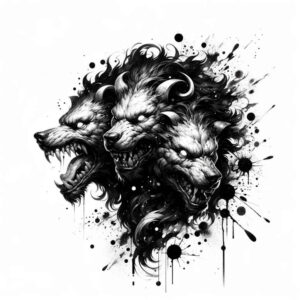 monsters-greece tattoo design ideas clean fill ancient curse stands for endurance