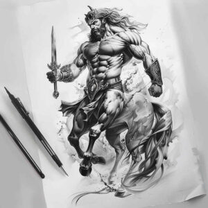monsters-greece tattoo design ideas ethereal textures black fog perseverance and power