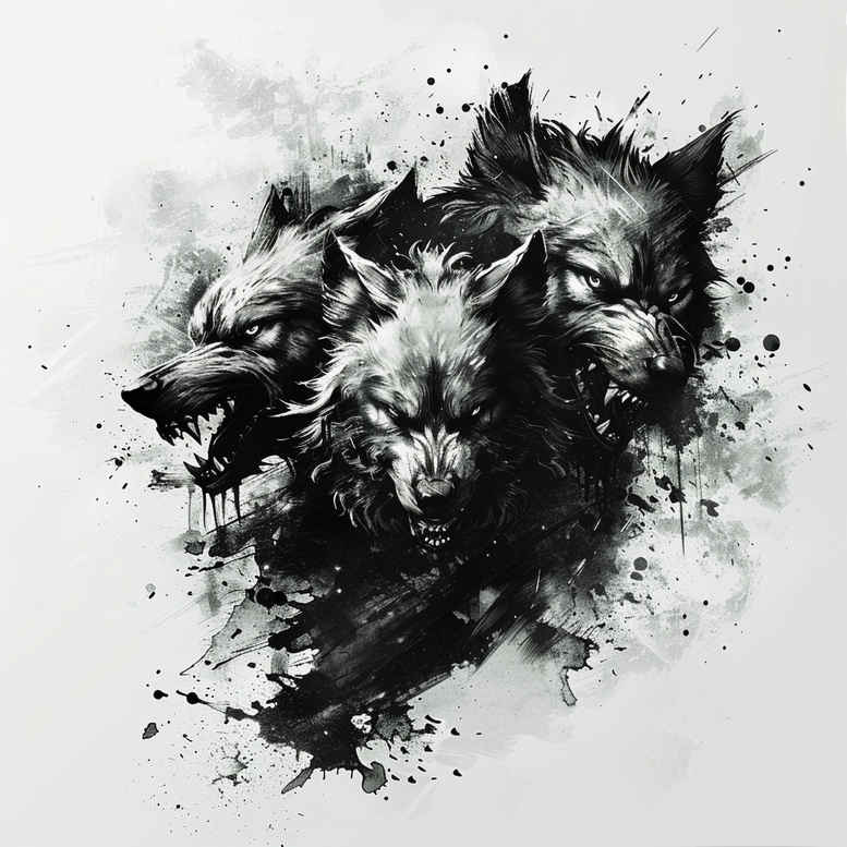 monsters-greece tattoo design ideas Surrealism fragmentation chilling embodying strength